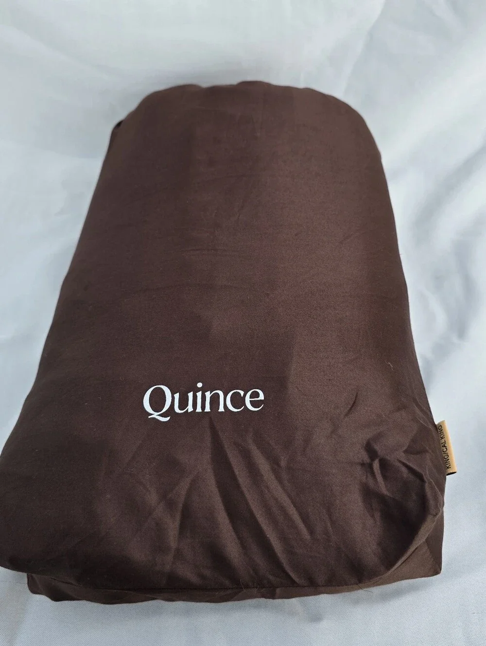 NWOT Quince King Cal King Duvet Cover Set Giza Sateen Cotton Espresso 2 Shams